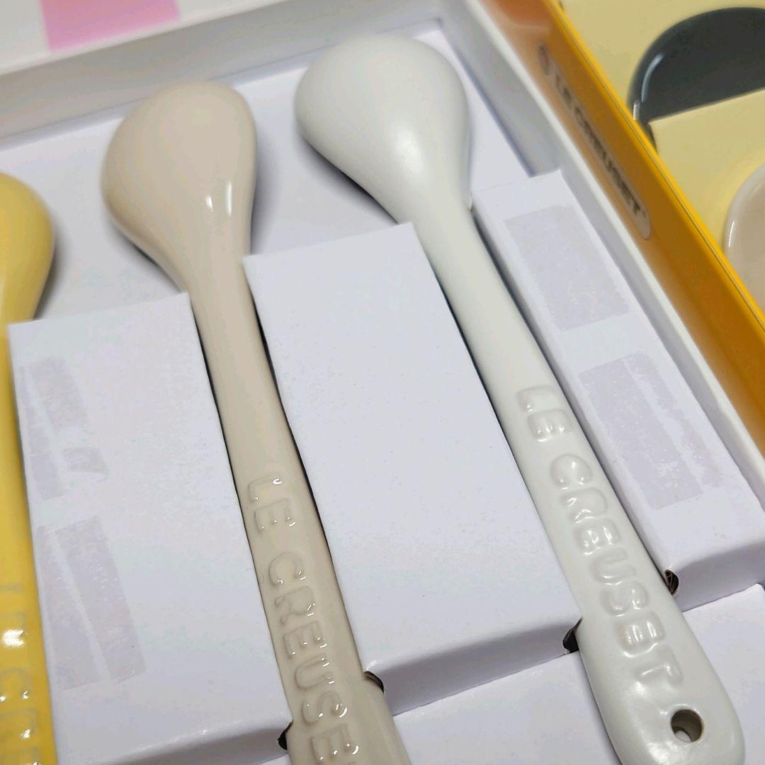 ルクルーゼ　ソルベ　スプーン 6本　フローラ　スプーンレスト　箸置き 5個