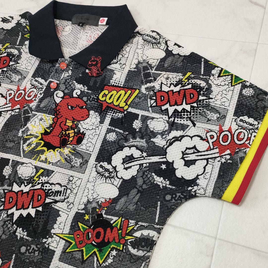 【美品】ダンスウィズドラゴン　シアサッカー半袖シャツ　チビドラアニメーション　4