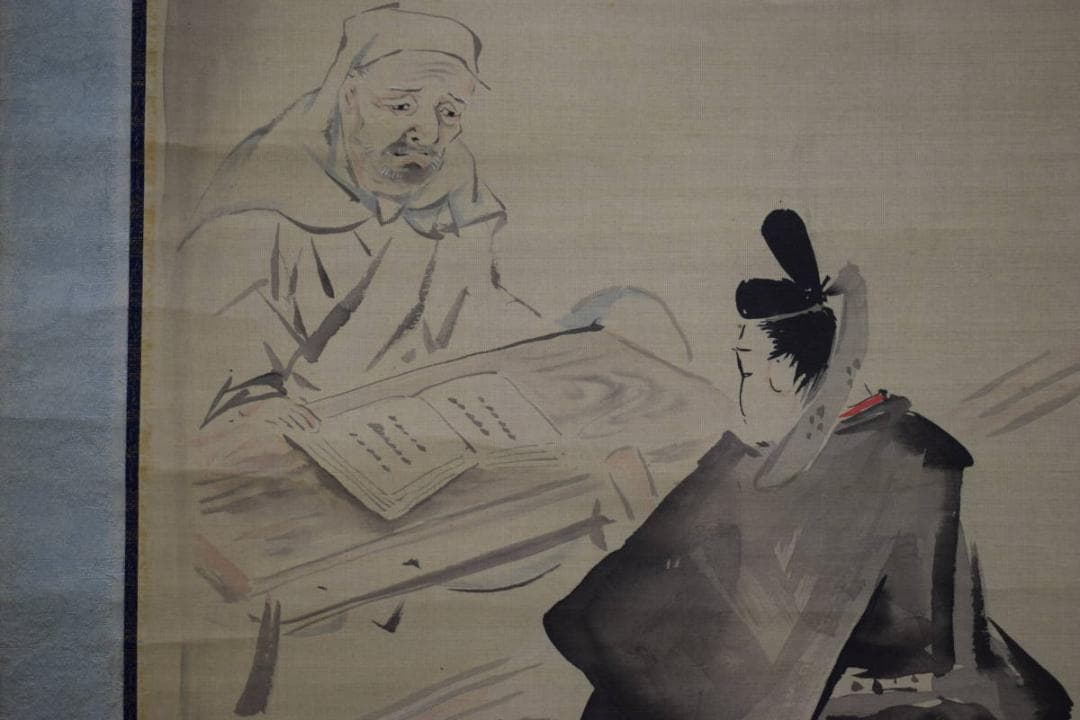 真作/狩野惟信/狩野養川/狩野養川院/天神図/桐合箱付/布袋屋掛軸HH-224