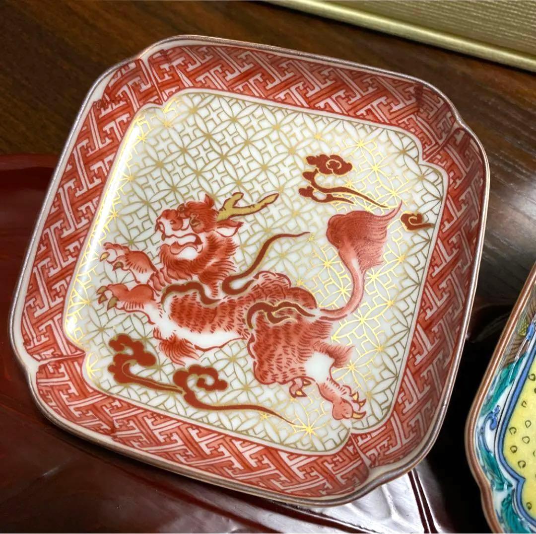 九谷焼　伝統美術工芸品　　　　　　　　　　　　　　時代組盃　3客　豆皿　３枚