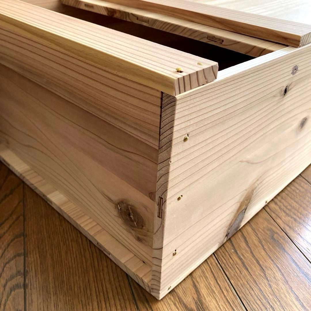 木製収納ボックス 蓋付き 大工道具箱　収納箱　木箱　ツールBOX ハンドメイド