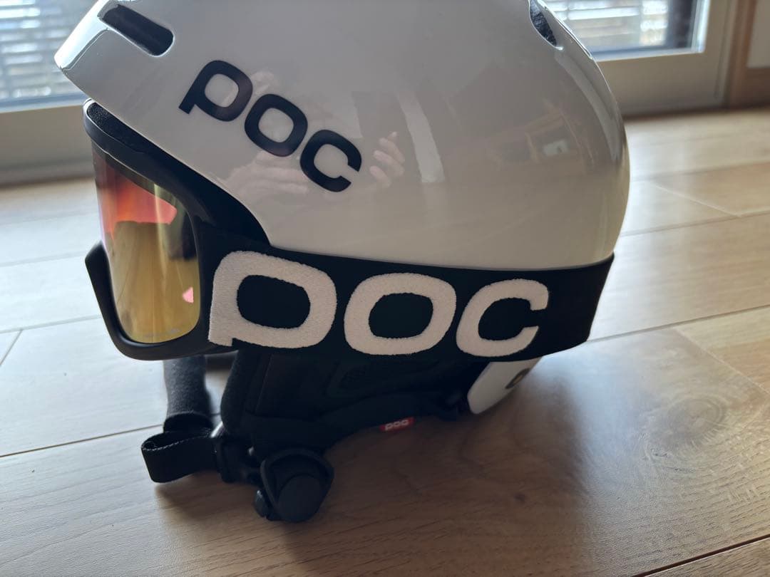 POC ホワイト ヘルメット ゴーグル付き