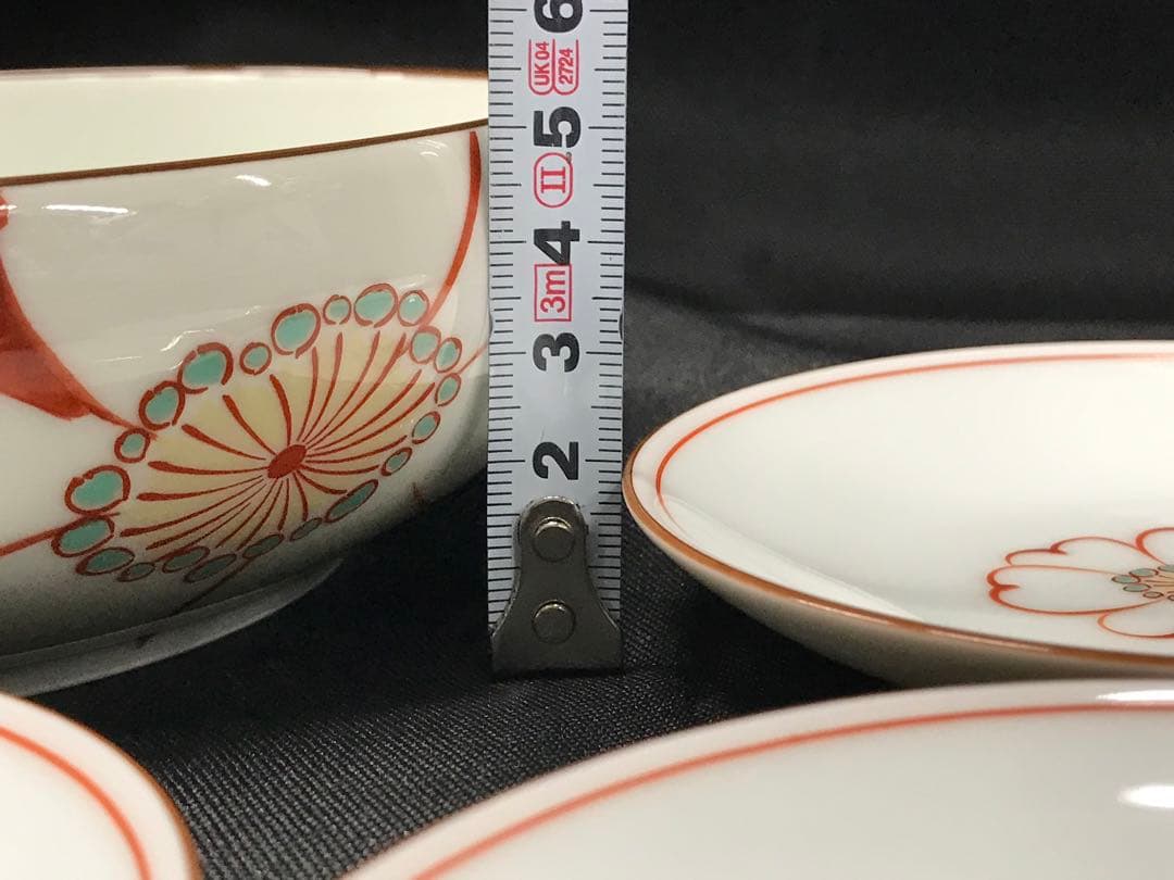 【極美品】香蘭社　赤繪町工房　漬物セット　山茶花　鉢　小皿