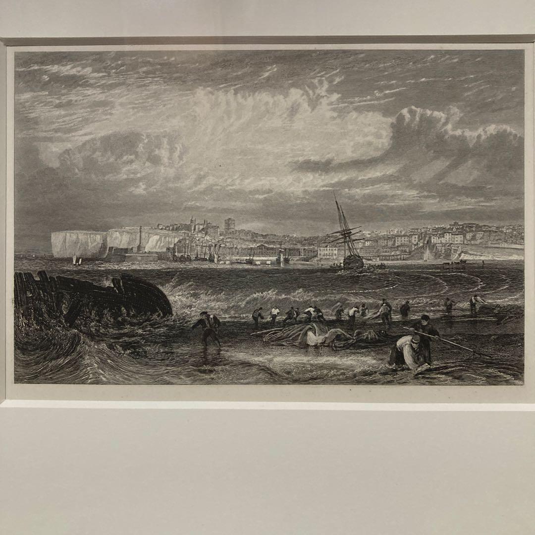 ウィリアム　ターナー「フェルモス海岸」銅版画約16×24額縁37×44.6 cm