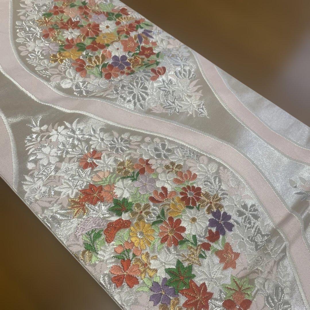 table runner 「華立涌」　帯リメイク　正絹　長尺