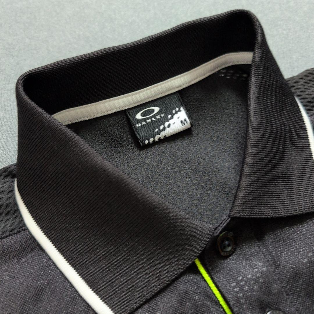 【極美品】オークリーゴルフ　ボタンダウンポケット　ポロシャツ半袖　黒　速乾　M