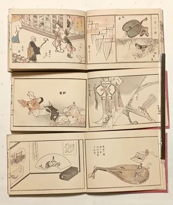 色摺木版画本やまとにしき（大和錦)全5冊揃い鈴木萬年画明治21年～明治24年出版