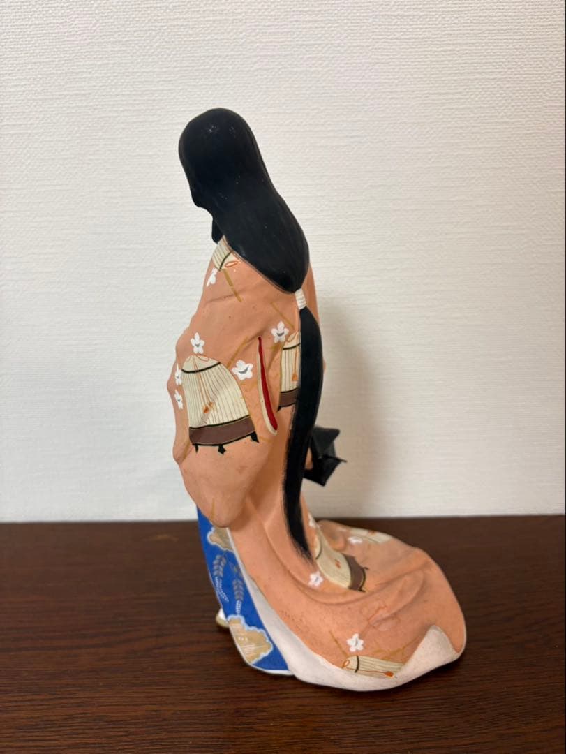 昭和レトロ 京風美人像 灯籠持ち 和装人形 20cm 土人形 和風置物