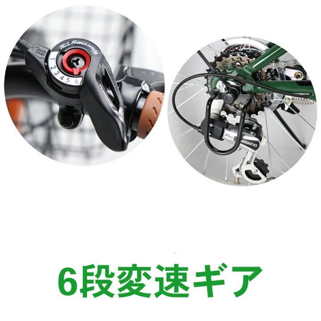 新品　20インチ 折りたたみ 自転車 シマノ 6段変速 ブルー鍵 カゴ