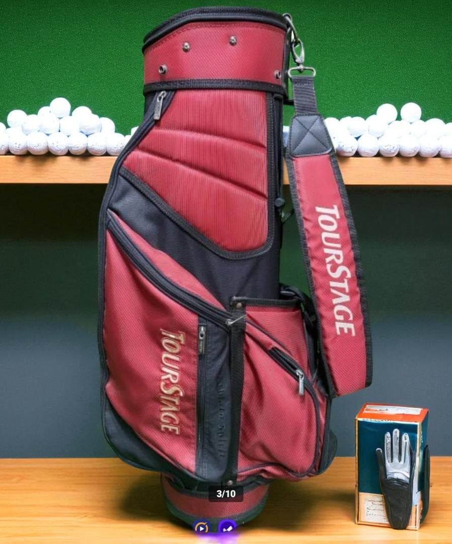 送料無料/美品　TOURSTAGE 軽量タイプキャディバッグ RED