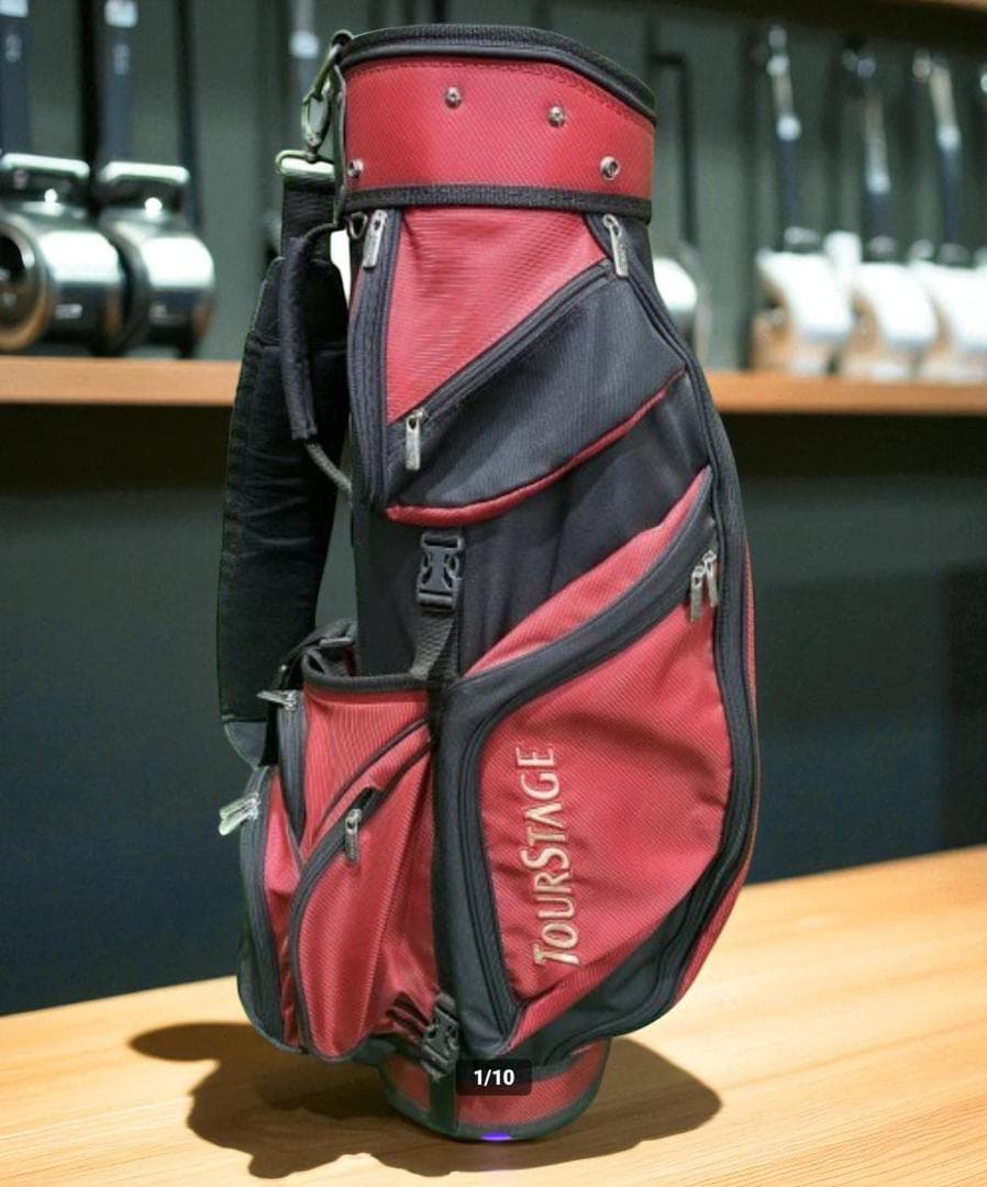 送料無料/美品　TOURSTAGE 軽量タイプキャディバッグ RED