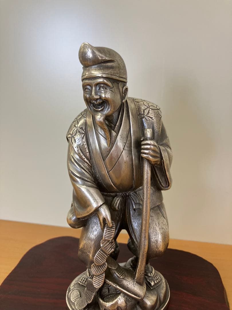 【如雲】花咲爺 蝋型鋳金 彫金家 銀製 アンティーク