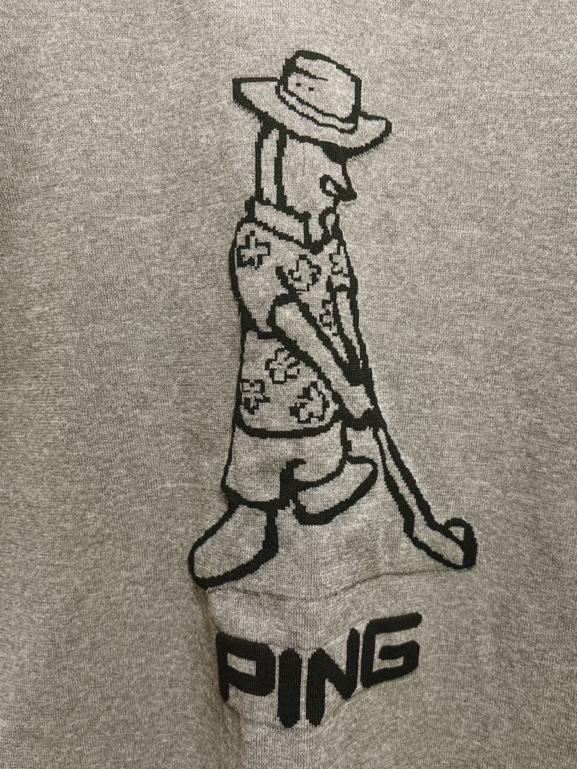 【試着】PING　ゴルフ　半袖ニットシャツ　Mr.PING柄　ストレッチ　LL