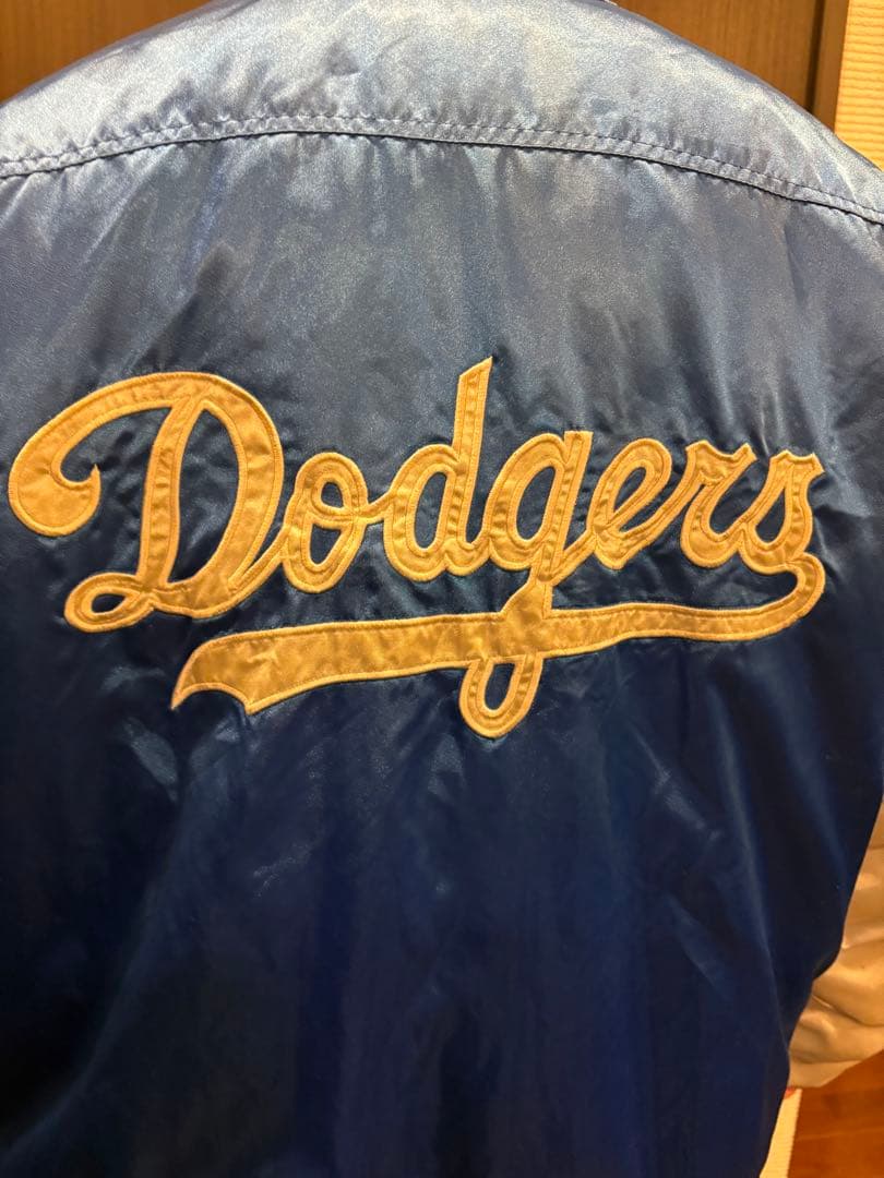 Dodgers サテンジャケット 青/クリーム