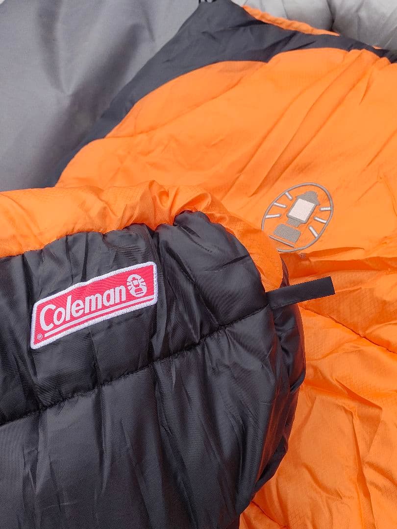 美品 コールマン シュラフ ノースリム オレンジ ブラック マミー型 寝袋 冬