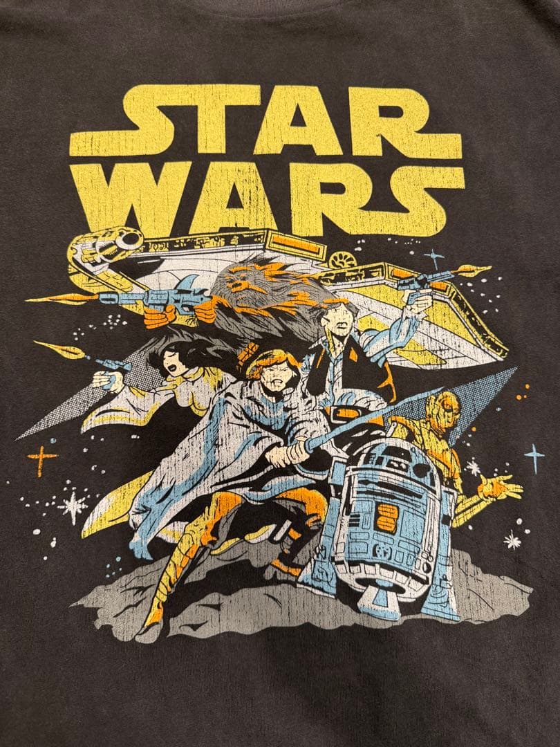 90s スターウォーズ Tシャツ両面フルカラープリント 墨黒ヴィンテージ L相当