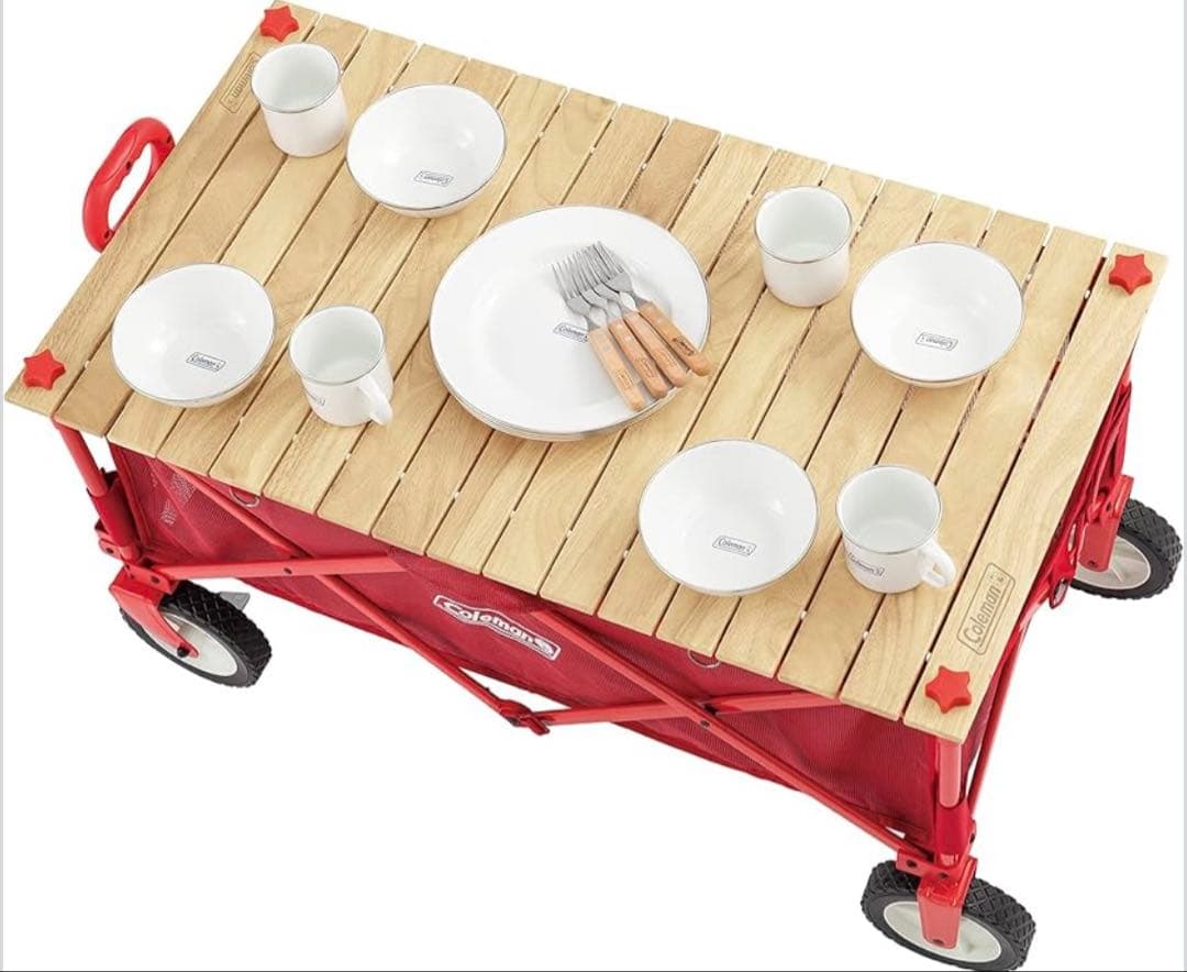 Coleman アウトドアワゴンウッドロールテーブル