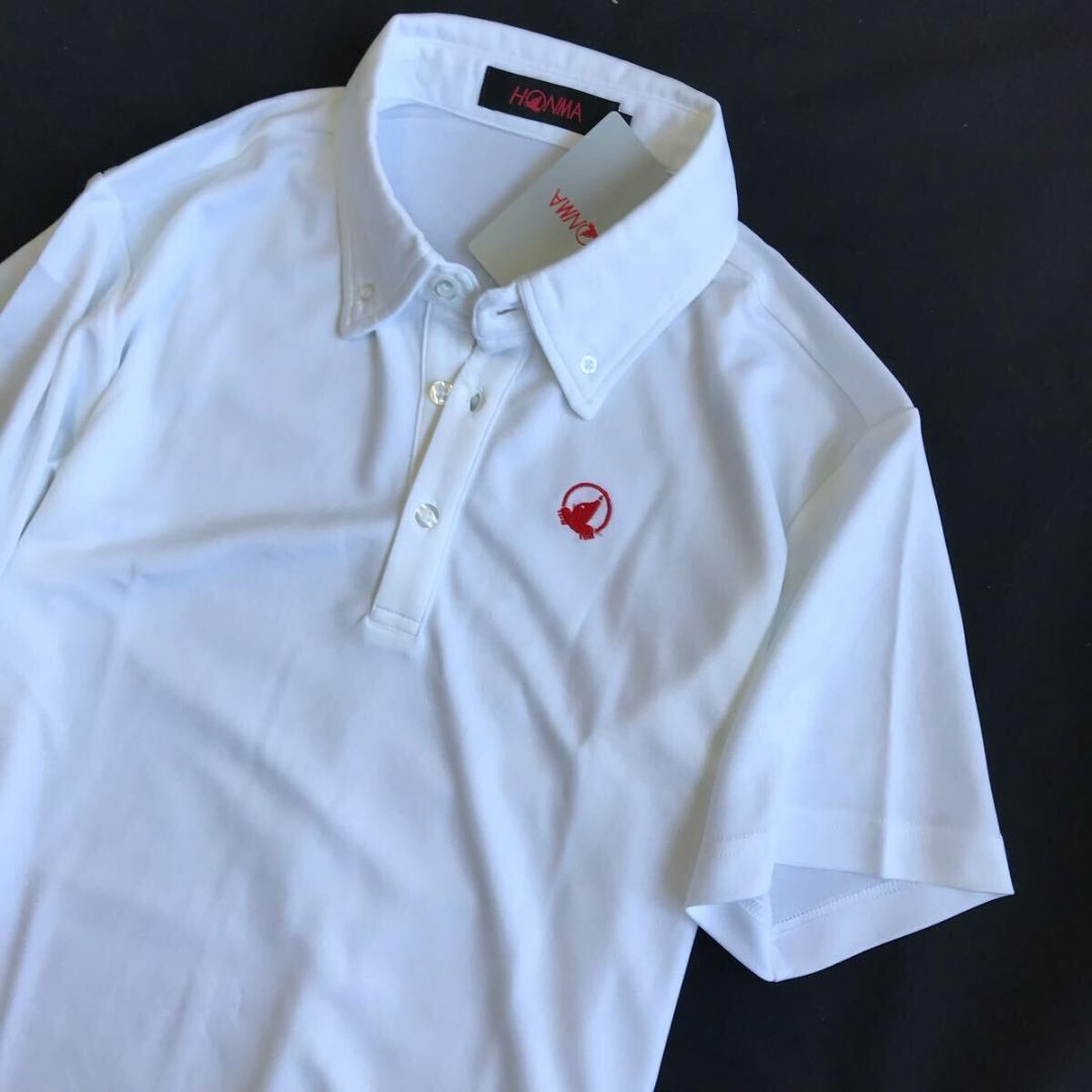 P111新品【メンズL】白 本間 ゴルフ 半袖 ポロシャツ ドライ吸汗
