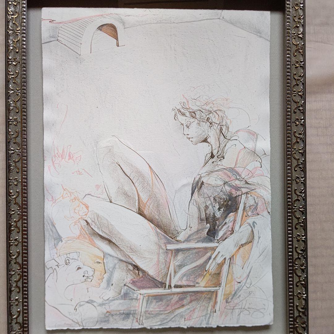 特価◯絵画　スト−ンリトグラフ版画　額装品
