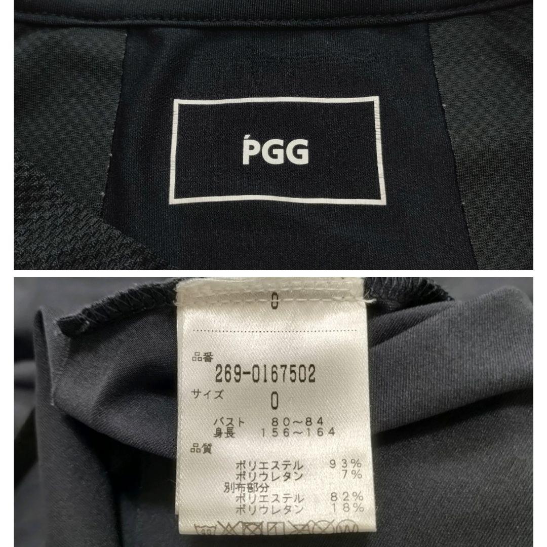 PGG　パーリーゲイツ　半袖シャツ　ストレッチ　肩周メッシュ　ネイビー　サイズ0
