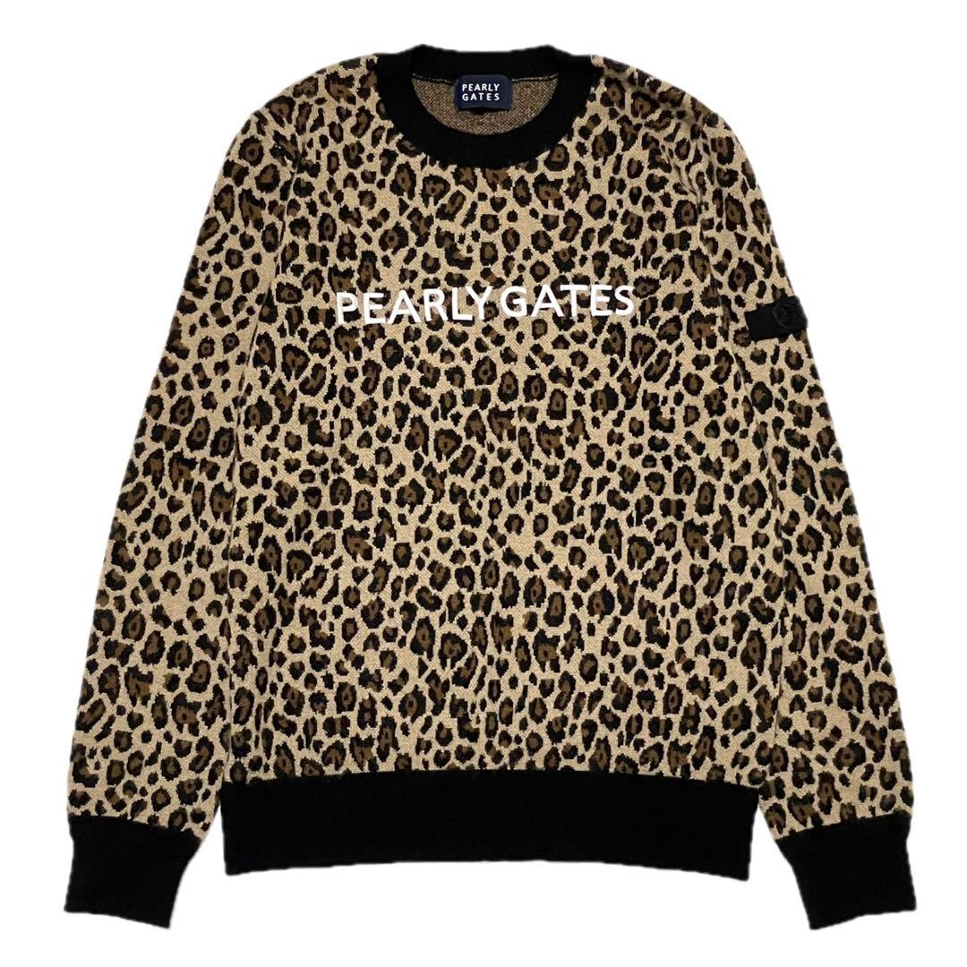 美品 パーリーゲイツ カシミヤ混 ニット レディース サイズ0 レオパード柄