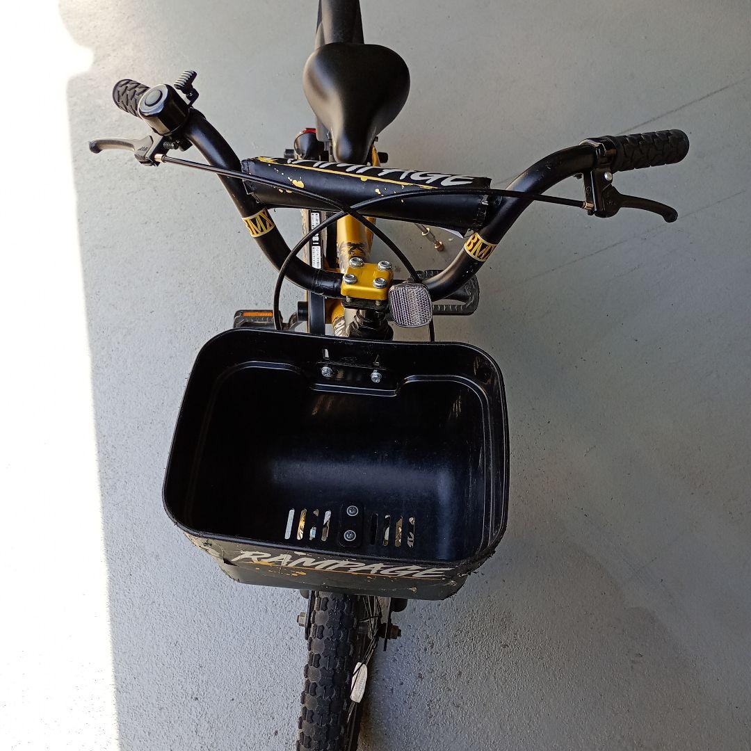 RAMPAGE 子供用自転車 黒/黄色 フロントバスケット付き18インチ　京都市