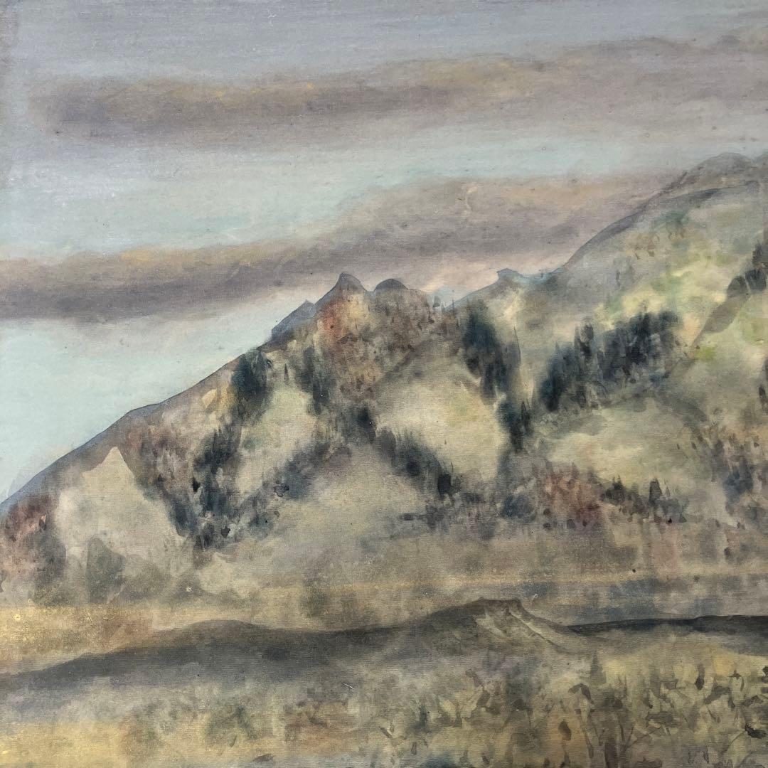 常磐大空 絵画 額装 額縁 アート 山水 日本画 ガラス付 箱有 木製フレーム