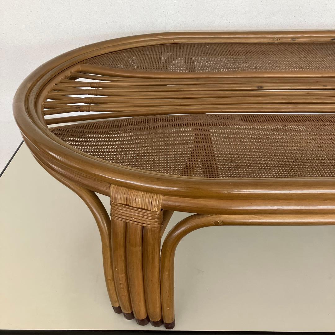ラタン製　楕円形ガラステーブル　136㎝サイズ