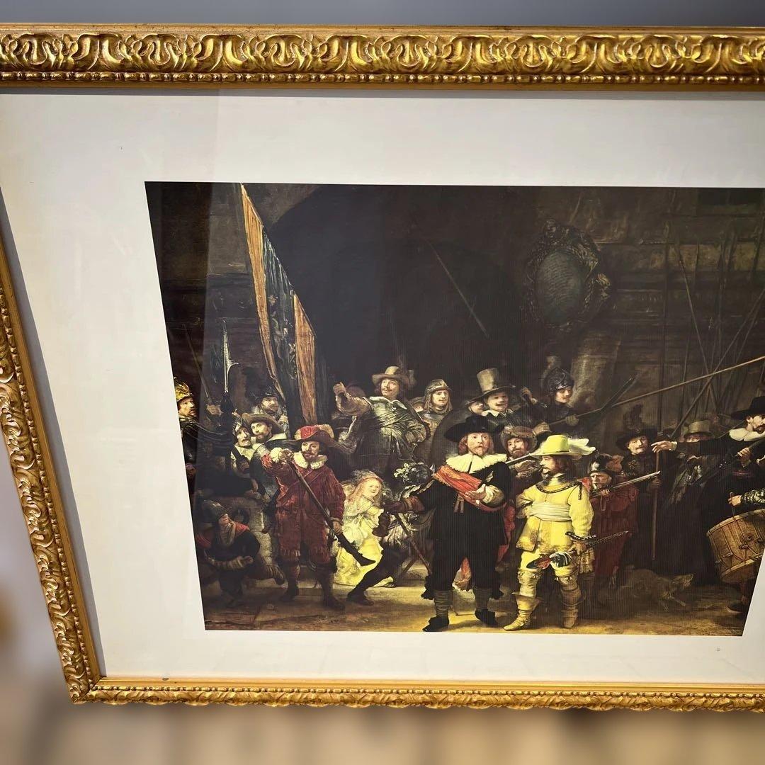 レンブラント 夜警 立体複製名画 絵画 額付き インテリア アート