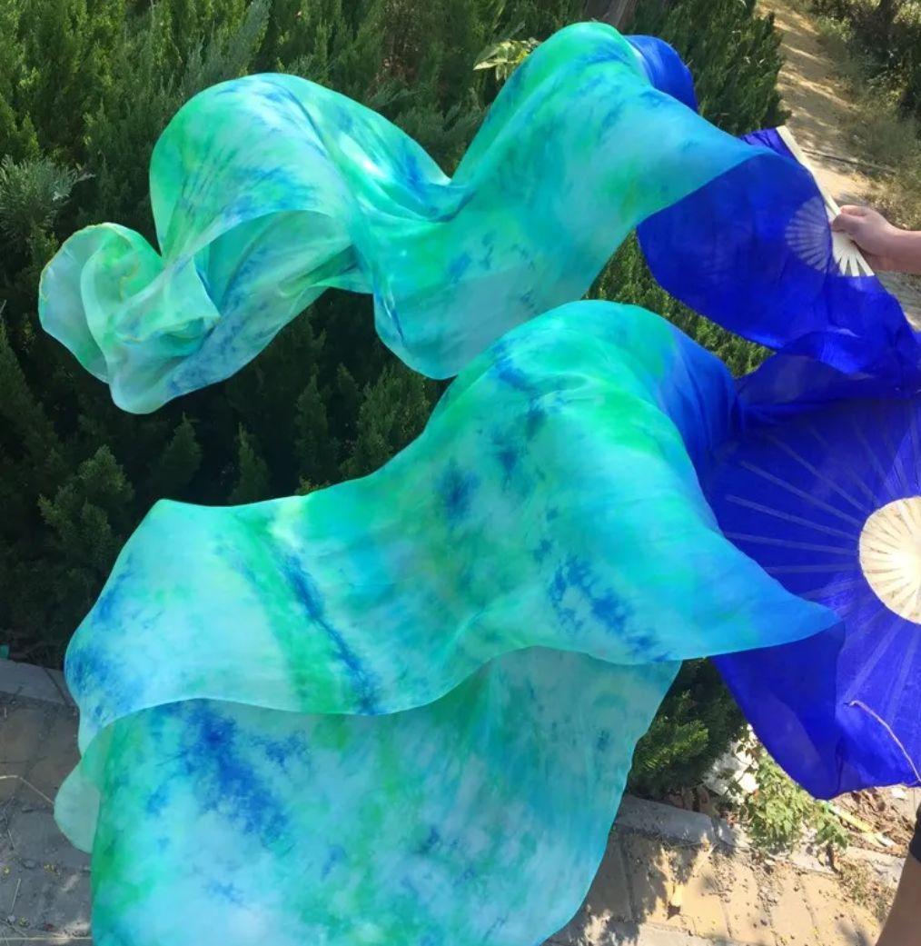 シルク ファンベール ベリーダンス 衣装 Silk FanVeil 水色 180