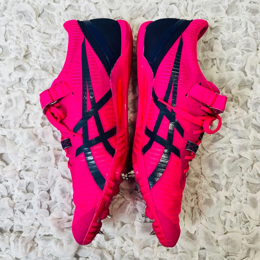 アシックスASICS陸上スパイク 28㎝ピンク蛍光 短距離ハイパースプリント軽量