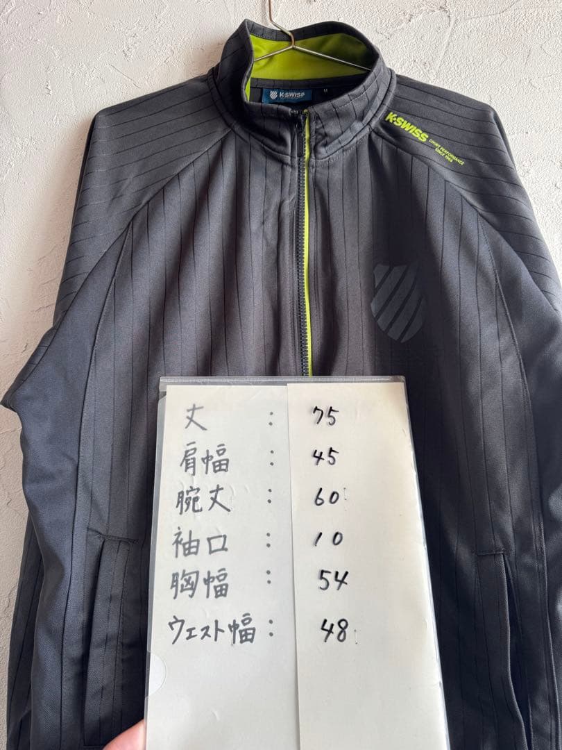美品 スポーツ K-SWISS ストライプジャケット M ウィンドブレーカ