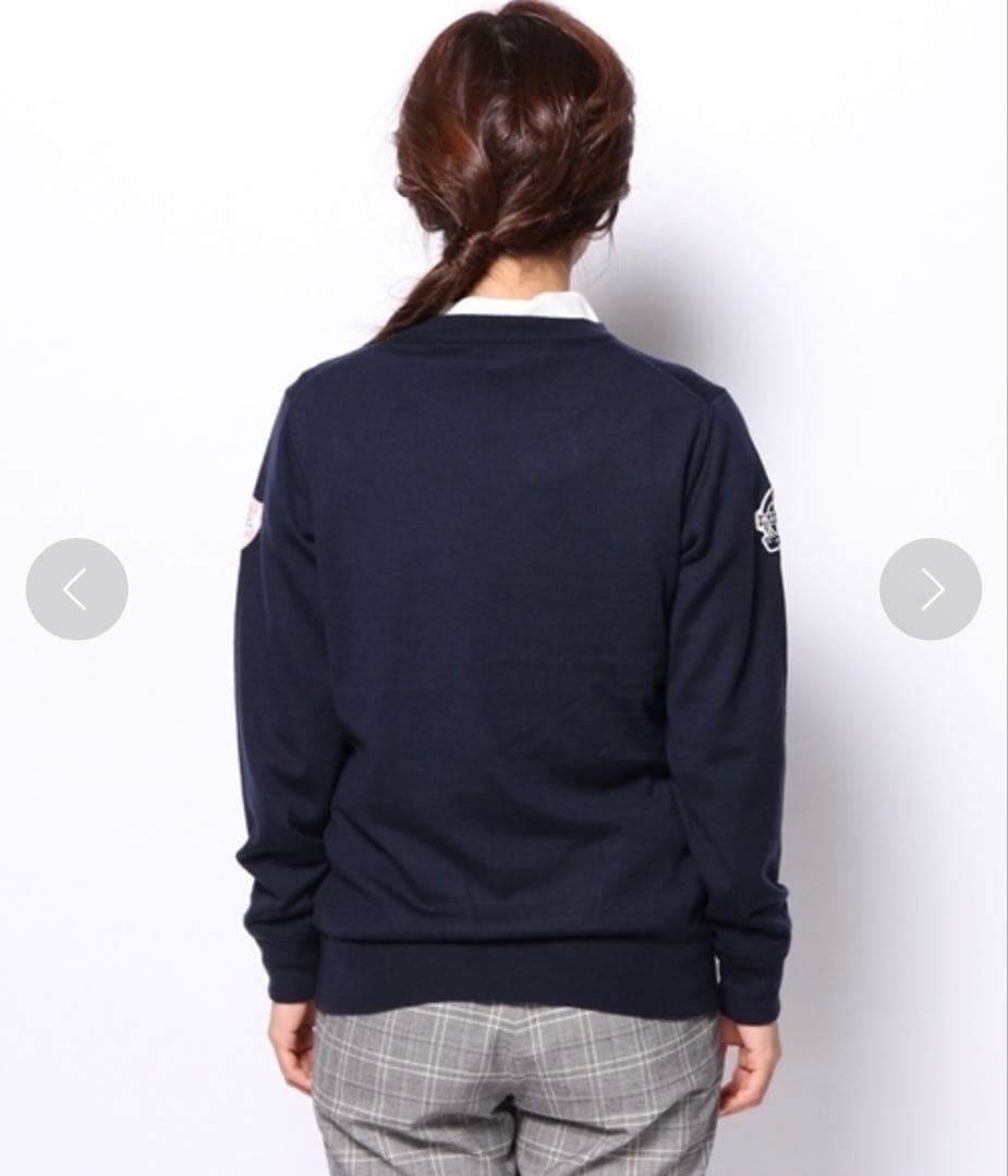 BEAMS GOLF 防風ニットブルゾン M ウール100% 暖かい ネイビー
