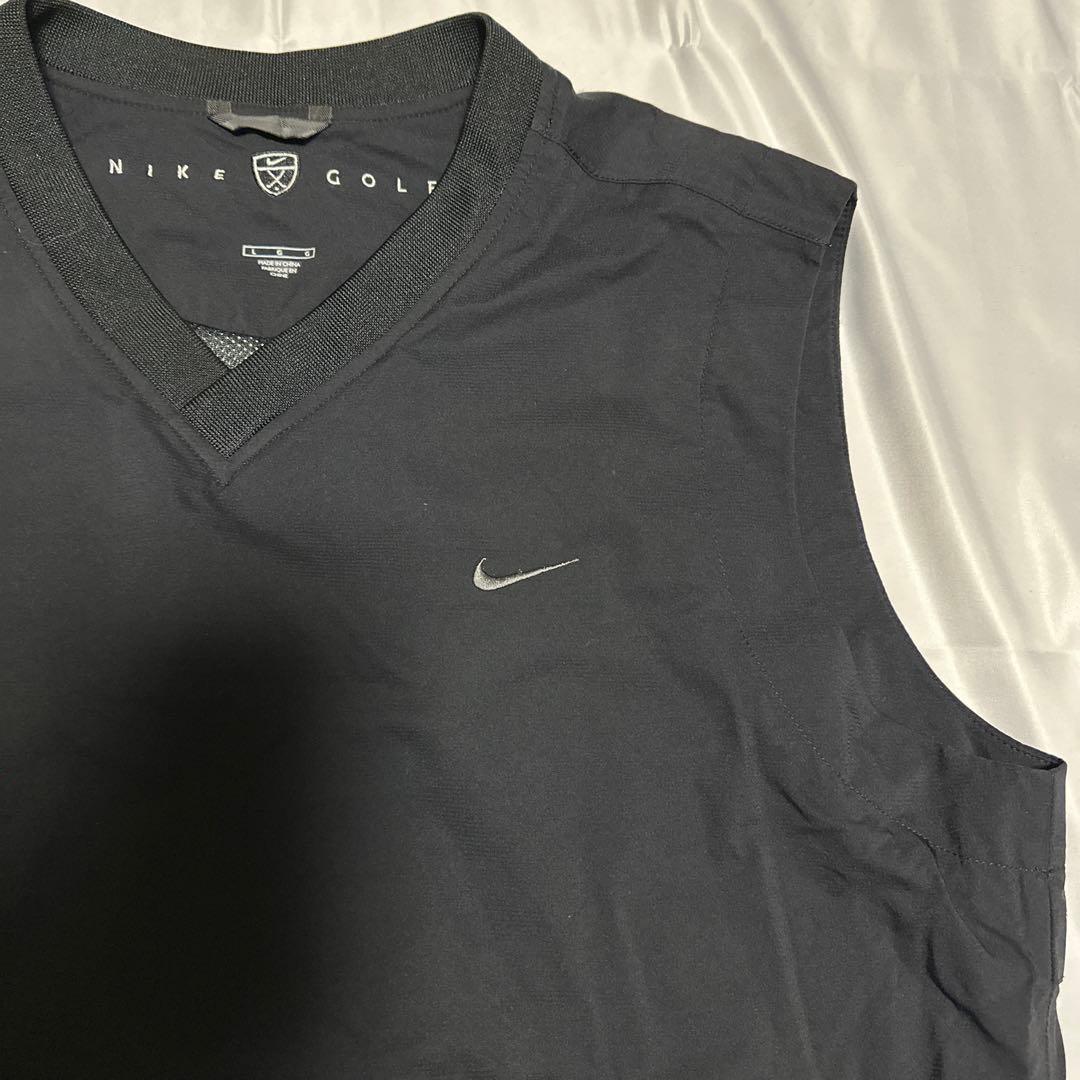 希少美品NikeGolfナイキゴルフナイロンベストブラックサイズL