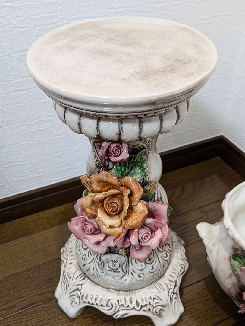 陶器製ローズ　フラワーポット　花台　イタリア製