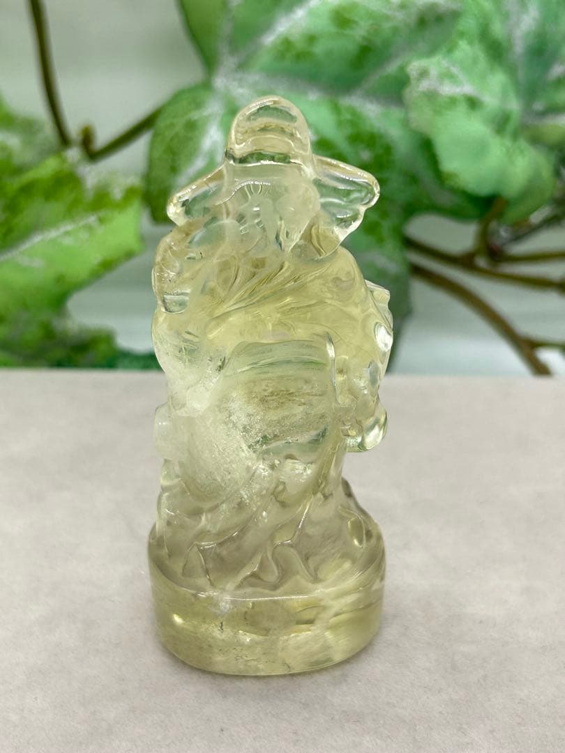 天然石スモーキーシトリン　福財神様置物　No.1493