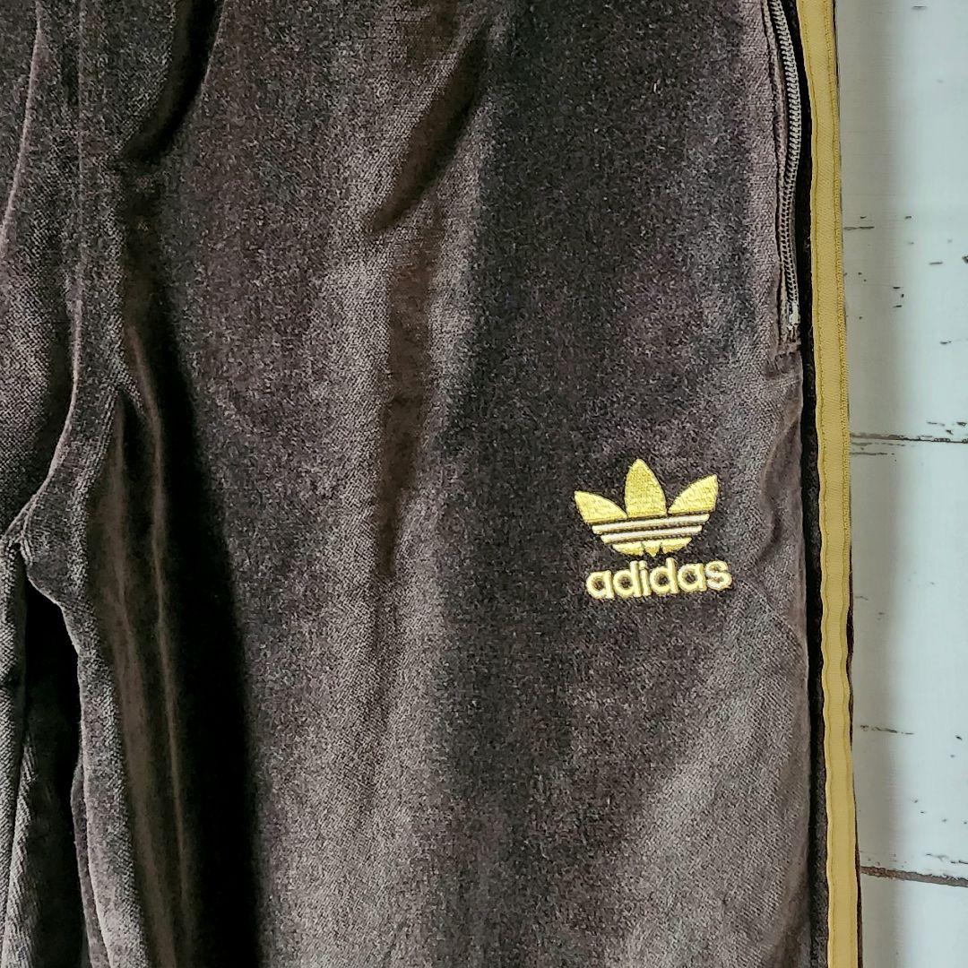 adidas×Beauty&Youth別注 ベロア ブラウン パンツ ゴールド