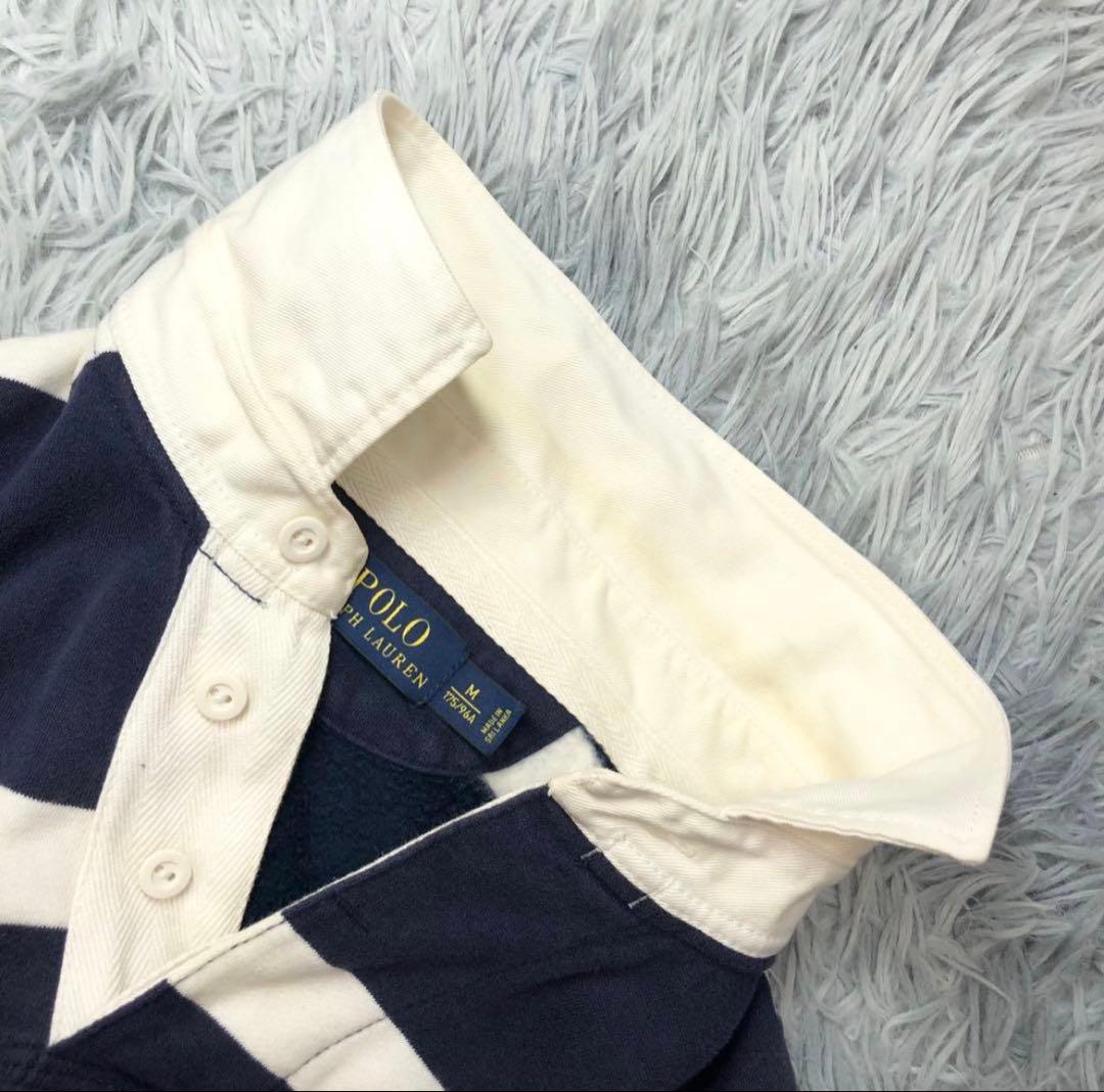 常田大希着用　Polo Ralph Lauren ラガーシャツ 紺白 ボーダー
