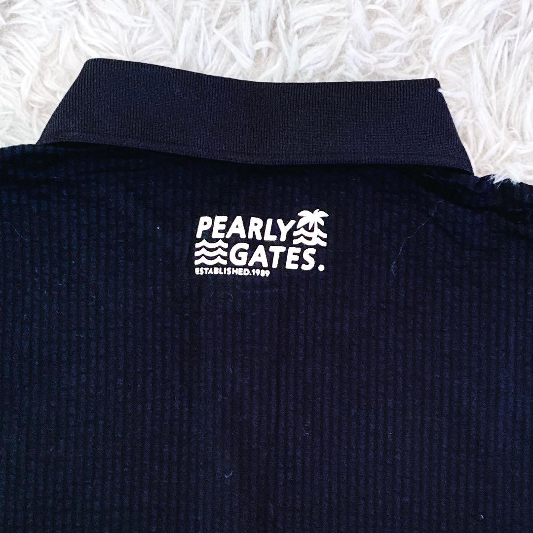 ☆PEARLY GATES ☆ホロシャツ サイズ7(3L)ブラック　ストライプ