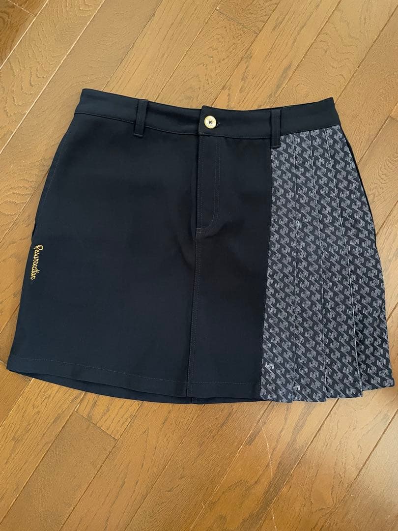 【美品】レザレクション　ネイビー サイドプリーツ スカート レディース ゴルフ