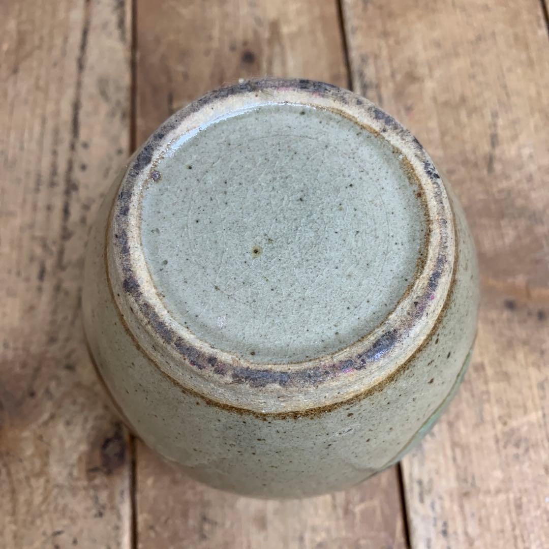 D-【味わい深い民藝調】流し掛け 陶器 壺/花瓶/小物入れ壁