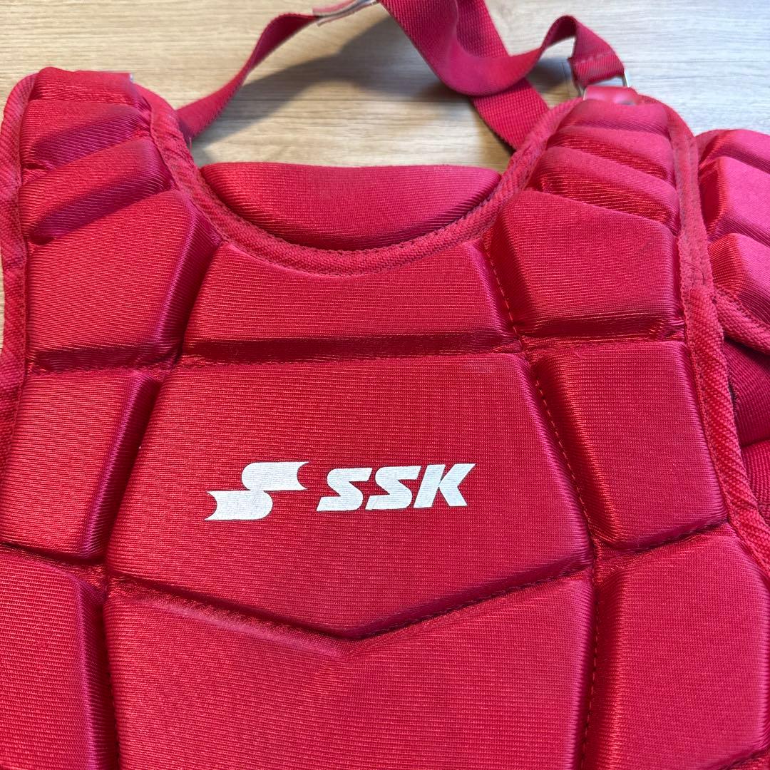 SSKキャッチャー用防具セットマスク(ミズノ)記名ありJSBB レッド少年軟式用