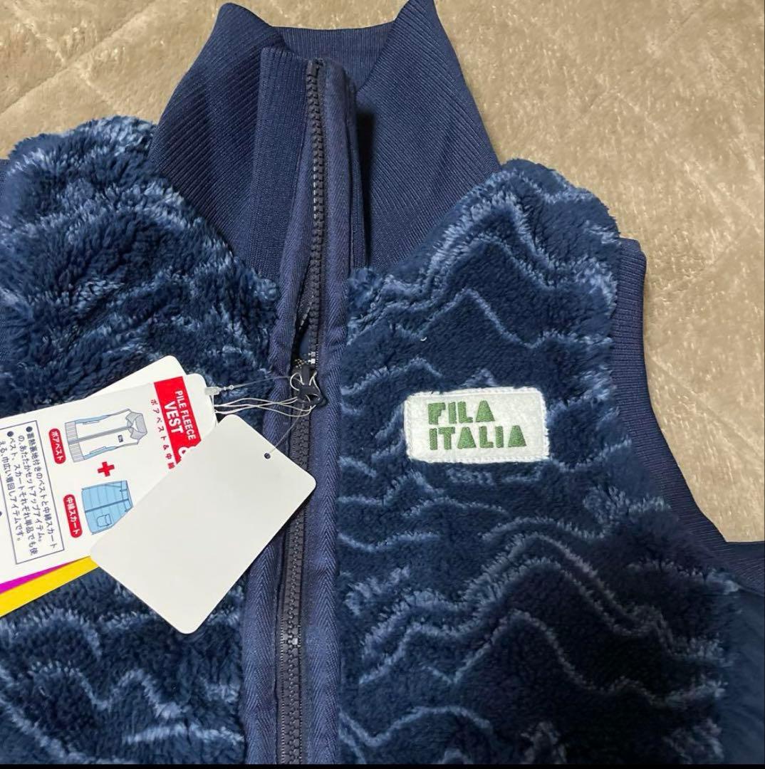 FILA ネイビー キルティング ベスト M