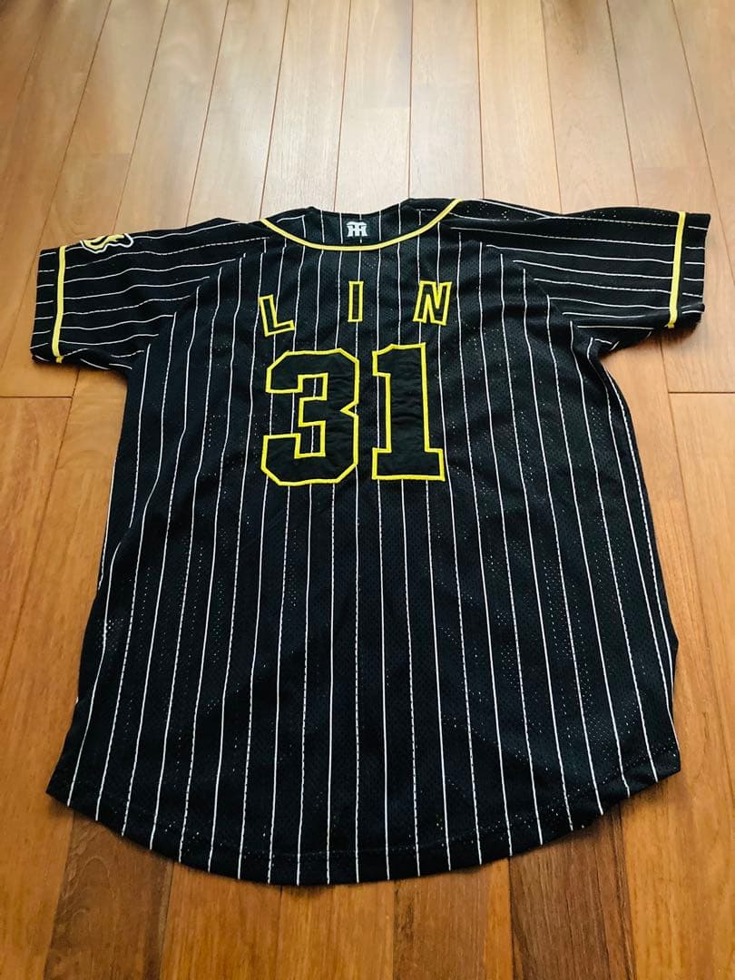 阪神タイガース　林威助　ビジター　ブラック　公式　ユニフォーム　刺繍　Mサイズ