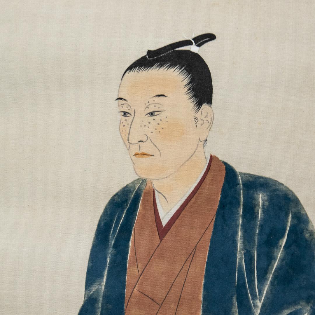 掛軸-1150　我妻碧宇　松陰先生像　共箱　二重箱　吉田松陰
