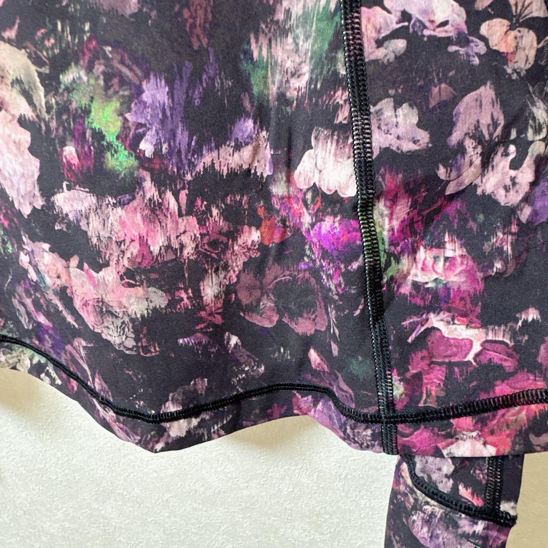 美品✨lululemon ルルレモン 花柄 黒 紫 花 ジャケット 海外古着