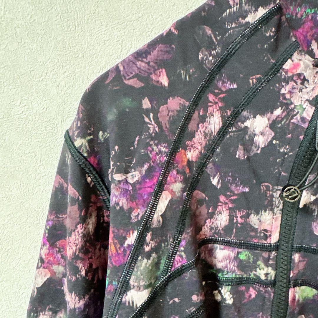 美品✨lululemon ルルレモン 花柄 黒 紫 花 ジャケット 海外古着