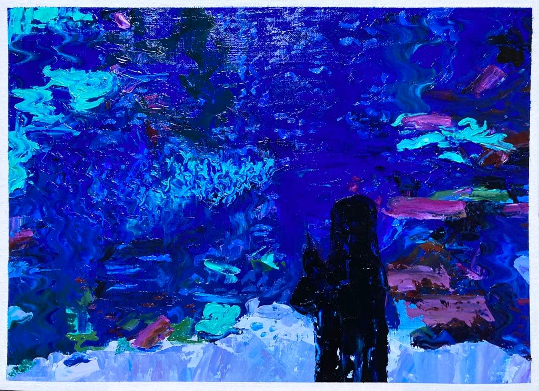 油絵　水族館
