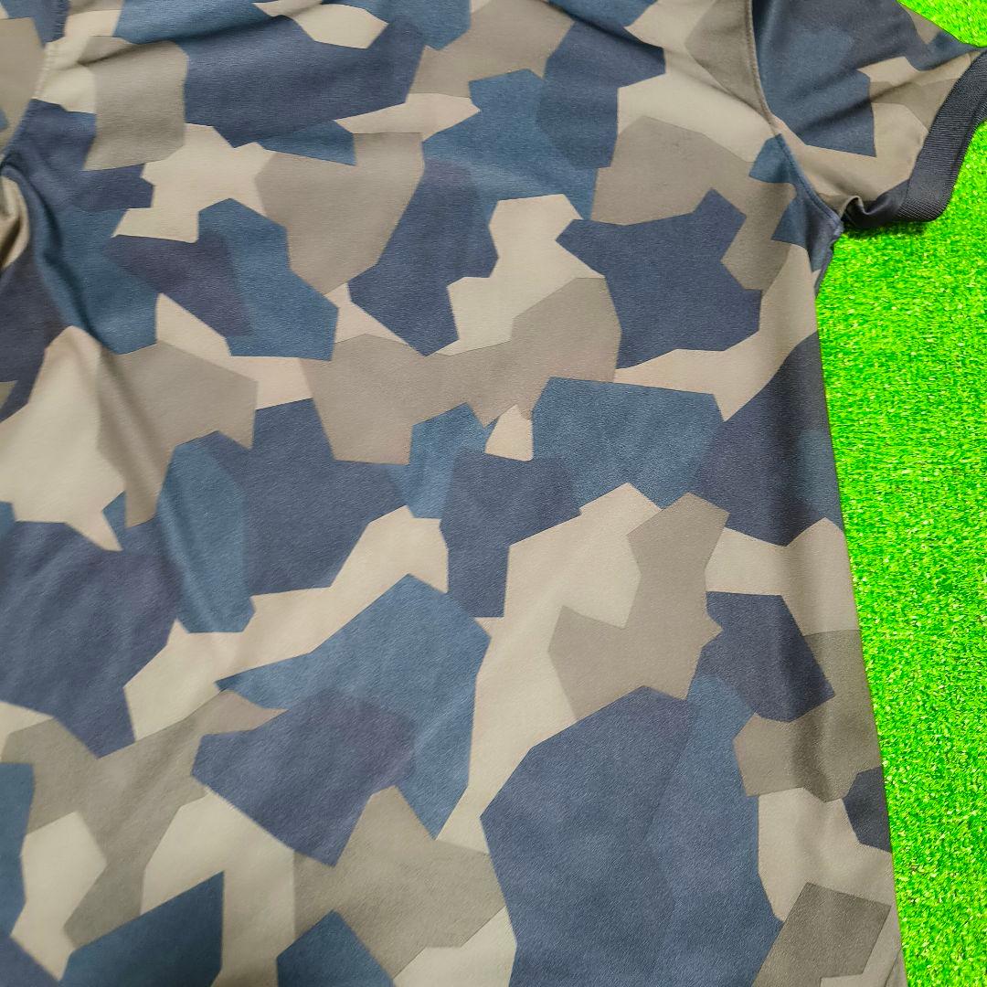 J.LINDEBERG GOLF 迷彩柄 半袖ポロシャツ S グレー×ネイビー