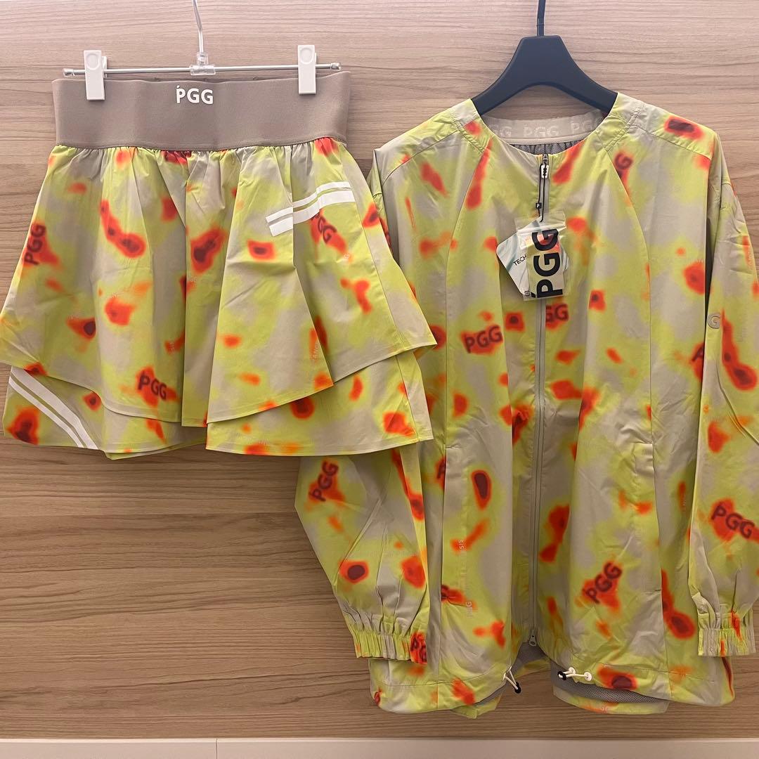 新品★82,500円 PGG パーリーゲイツ 春夏ゴルフセットアップ 黄緑1